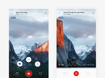 Live video 7hp broadcast design live mobile mountains photo qperson stream ui ux video