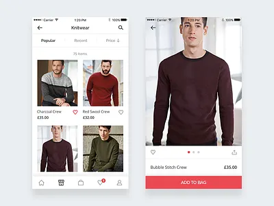 Ecommerce App clean ecommerce mobile ui