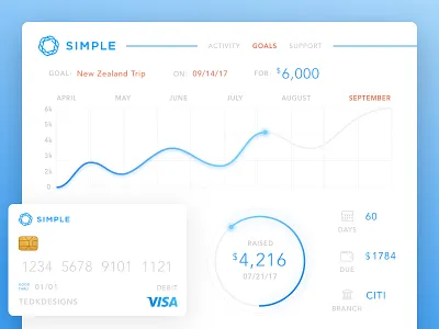 Simple Goal bank banking card chart credit debit design graph simple ui