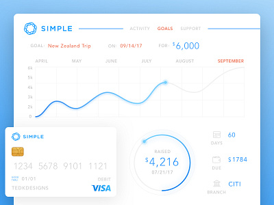 Simple Goal bank banking card chart credit debit design graph simple ui