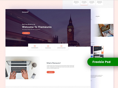 Themeunix FreeBie PSD Template Design agency best dribbble free freebie landing page psd shot template ui ux