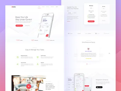 Wooke To Do List App - Landing Page app ios landing page minimal mockup notes reminder schedule task to do web design