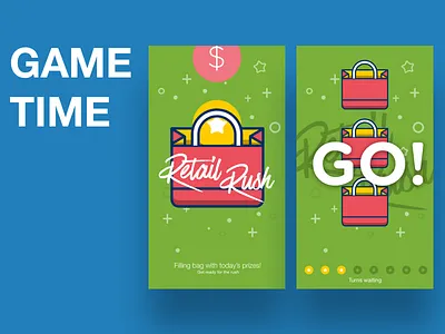 Retail Rush art direction game illustration ios material ui ux visual design