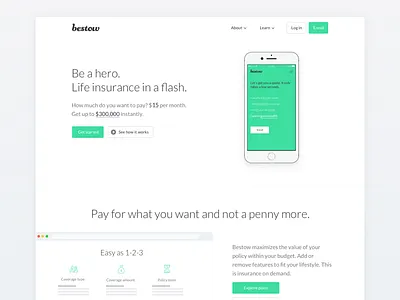 👻 clean home home page insurance landing page long scroll simple web white space