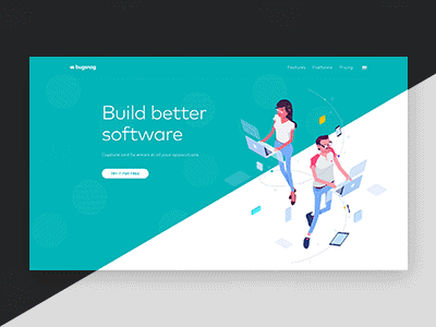 Bugsnag Mouseover fun bugs error detection fun homepage illustrations isometric mouseovers software