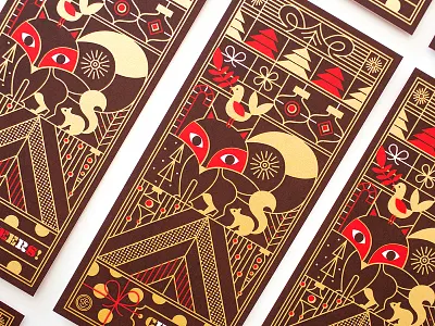 2016 Holiday Card bird christmas christmas tree fox gifts happy holidays holidays snowflakes squirrel x mas