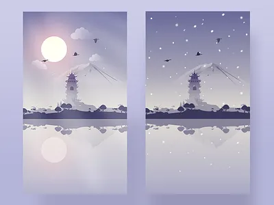 Sunny day & snowy day