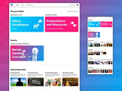 Politiclear america bright clean colorful ixd politics simple ui usa ux web