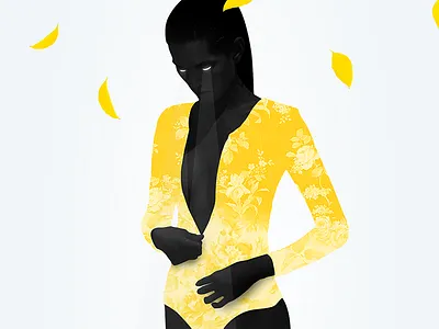 Dark Fall black creative dark digital fall leaves woman yellow