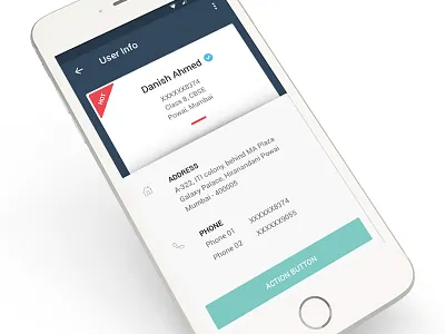 User Info Screen - Mobile address app contact ios material design mobile profile toppr ui user user info ux