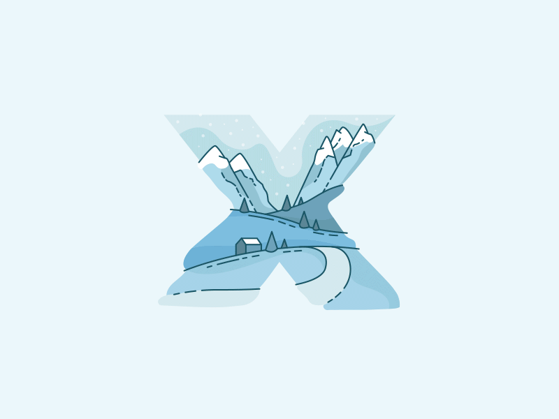 XMAS Card christmas city gif illustration landscape line art snow vector winter