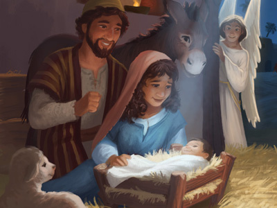 World Vision Christmas Card - Nativity animals bible christian christmas digital painting illustration jesus nativity painting