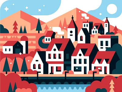 Town WIP illustration print town