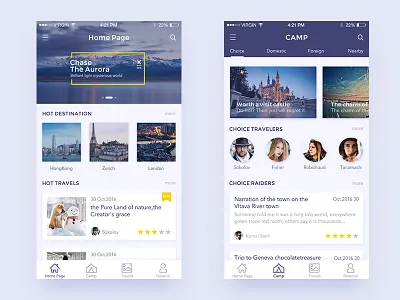 Travel Notes app catalog notes scenery snow travel