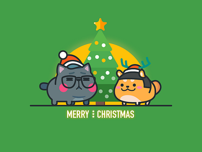 Merry Xmas cat dog xmas