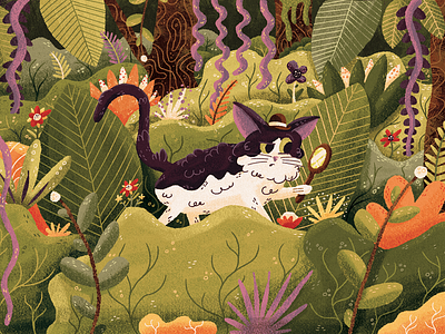 Darwin the Adventure Cat adventure cartoon cat explorer flowers forest jungle plants woods