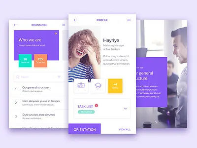 In-House App (Profile / Orientation Screen) app concept design ios list mobile navigation profile ui ux