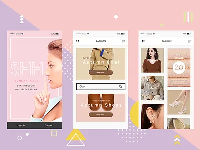 E - commerce app autumn clothes coat commerce electronic fresh man shop shose ui woman