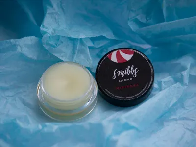 Smibbs Lip Balm Peppermint Label Self-Promotion essential oil label lip balm lip gloss orange organic peppermint self promotion