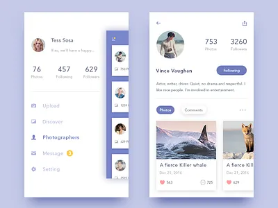 photo-sharing app - PSD app information photo ui user