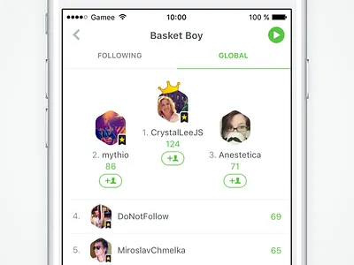 Updated Rankings in GAMEE leaderboard medal mobile rank table ui ux winner