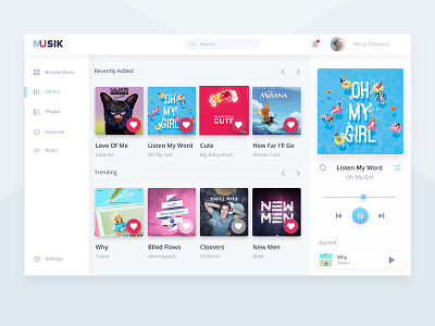 Light Music Dashboard android app clean dashboard desktop illustration ios light music player website