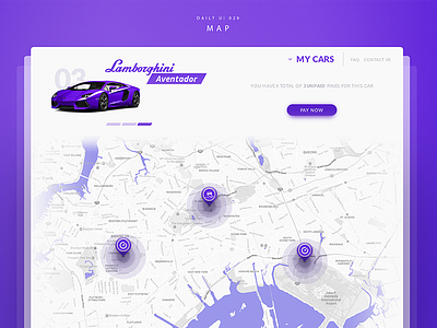 Daily UI #029 Map car cool dailyui dailyuichallenge lambo map minimal modern police