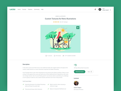 Lacou - Course Detail app article class clean course dashboard detail minimal skill ui ux