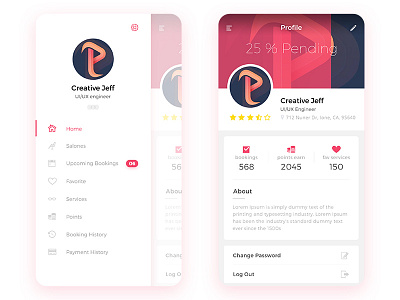 Daily UI Design account app clean ios mobile notification profile settings sidemenu ui user