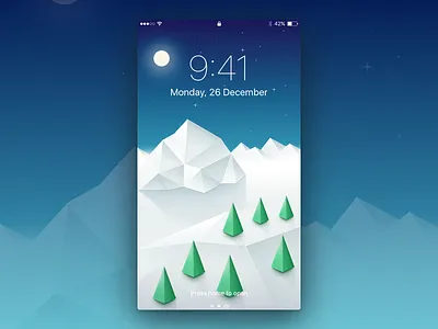 Winter Wallpaper apple illustration iphone moon mountain screensaver sketch snow tree ui wallpaper winter