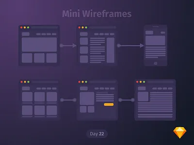 #22 | Mini Wireframes | .sketch app daily ui dailyui dark download free freebie ios sketch ux wireframes