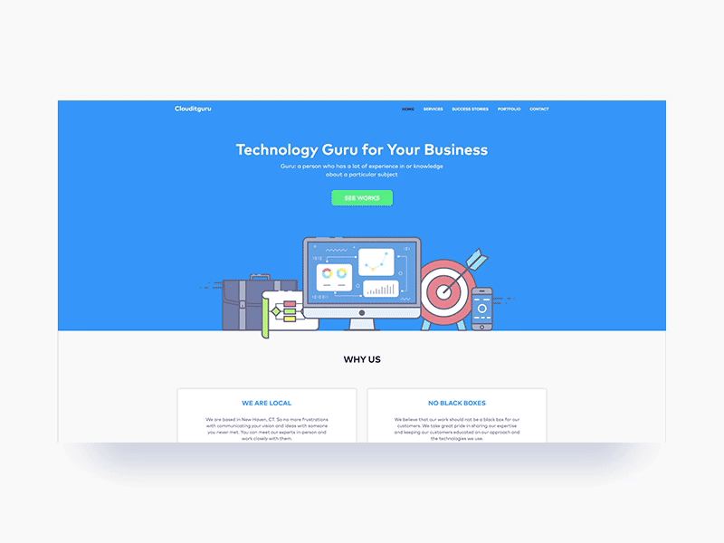 Clouditguru Website Redesign animation design graphic hero illustration iphone landing mobile outline page web website