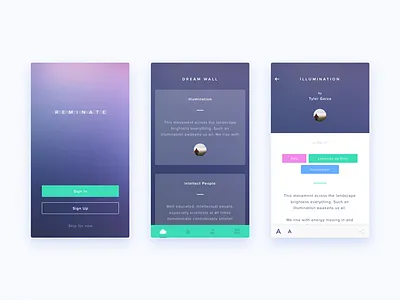 Dream App android blog detail dream home screen ios login minimal mobile app news sleep