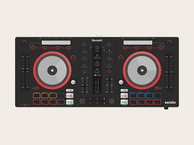 Numark Mixtrack Pro 3 console dj hardware illustration mixer music numark serato sketch sound