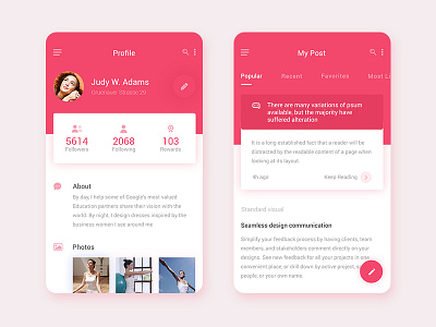 Daily UI Design for my post and profile app clean design mobile post profile tabs ui