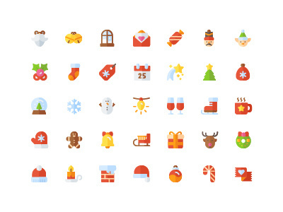 christmas icon set ( flat ) free icon