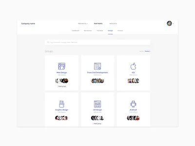 Groups management (CRM) admin analytics clean data interface material minimal product software ui ux web app