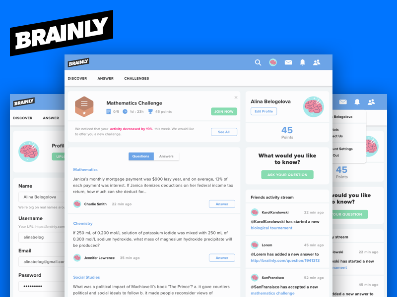 Brainly Best Q&A Network by Alina Belogolova on Dribbble