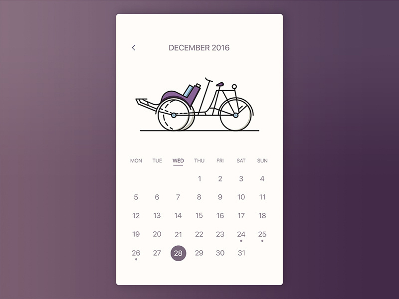 Example of Pedicab Calendar- Daily UI #003