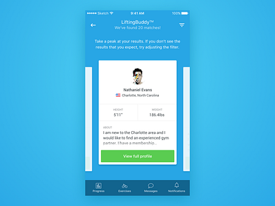 Fitness App - Find a lifting buddy blue fitness mobile ui user interface