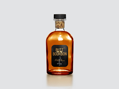 Buzz Bourbon Wild Honey Bottle Label Packaging bee bottle bourbon buzz foil gold honey label packaging vintage wild