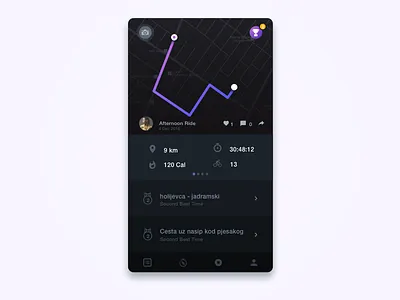 Tracking App app clean cycling direction map mobile sport tracking ui ux