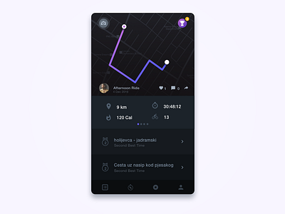 Tracking App app clean cycling direction map mobile sport tracking ui ux