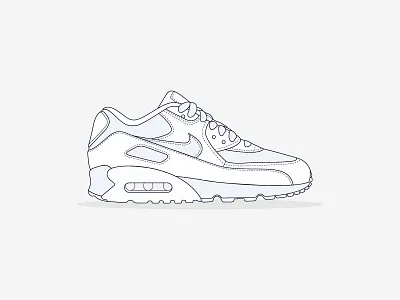 Detail Illustration - Nike Air Max 90 air max design details illustration nike outline shoe sneaker vector