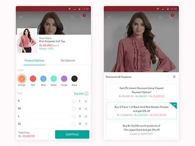 B2B Shopping App - Product select and Offers app interface b2b color e commerce interaction mobile app offers shop shopping size ui ux