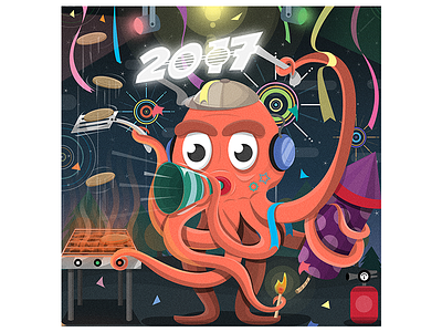 Hello New Year 2017 art artwork creatives design designmnl event flat design illustration personal artwork poster startup