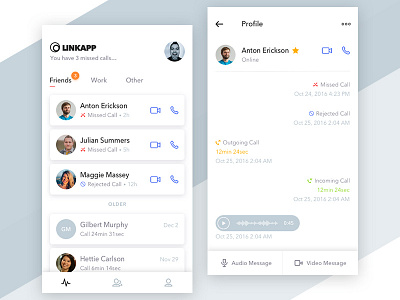 LinkApp clean flat friends health healthcare ios iosapp iphone messenger social ui ux