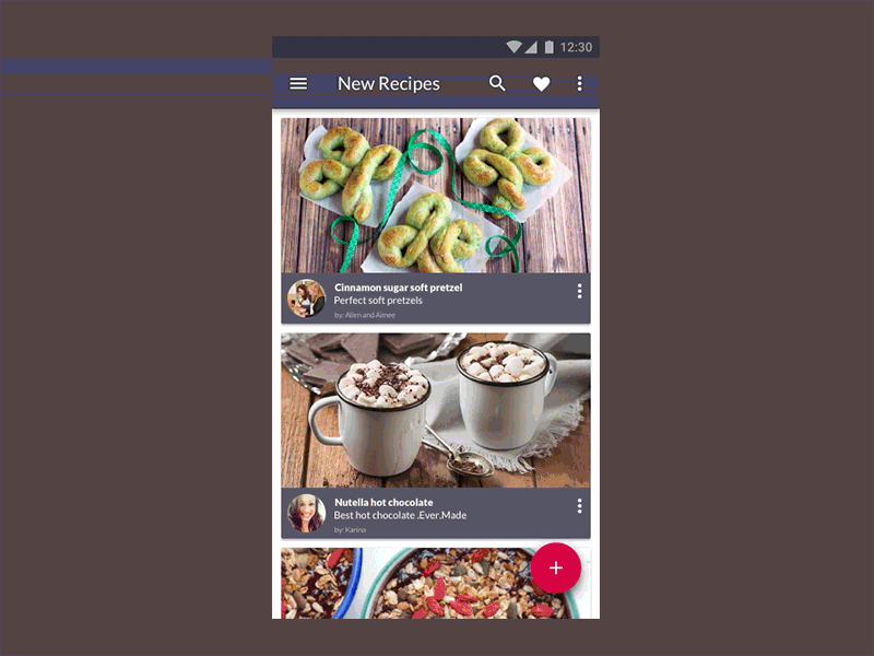 Recipe App android animation cooking app gif material design principle app prototyping recipe app ui ux