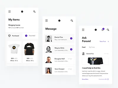 ScndShop app screens android apps browse cloth e commerce ecommerce fashion intro ios menu mobile shop