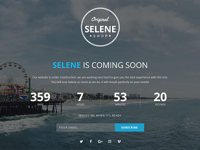 Selene - Responsive Coming Soon Template ajax athenastudio coming soon countdown timer php responsive retina selene slideshow subscribe theme youtube